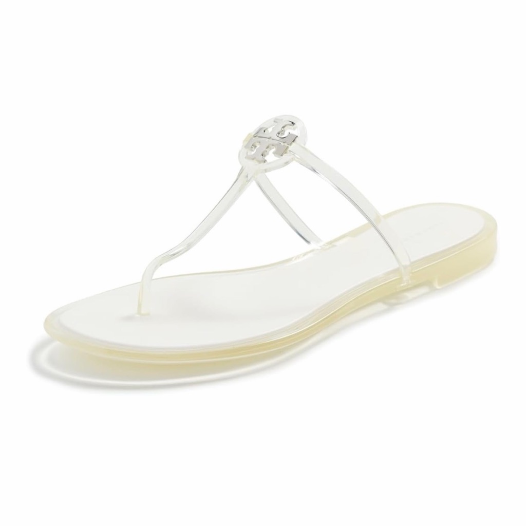 Tory Burch Women's Mini Miller Thong Flip Flops, Clear, 6 Medium Us